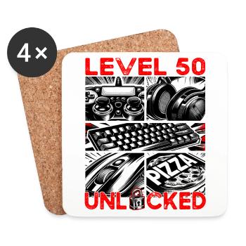 Geburtstag Level 50 freigeschaltet Gaming & Zocker - Untersetzer (4er-Set) - Weiß - Vorne