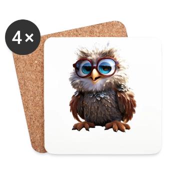 Owl Barn Owl Gift Owl Owl Owl Cute Owls - Coasters (set of 4) - white - Front