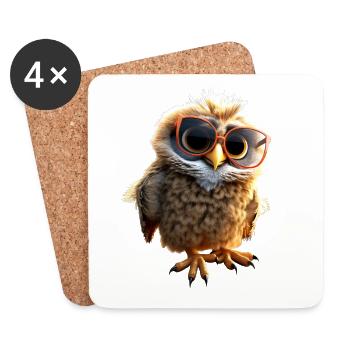 Owl Barn Owl Gift Kauz Uhu Owl Sweet Owls - Coasters (set of 4) - white - Front