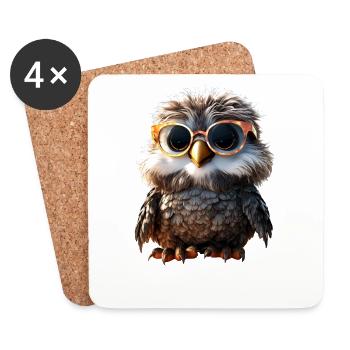 Owl Barn Owl Gift Owl Owl Owl Cute Owls - Coasters (set of 4) - white - Front