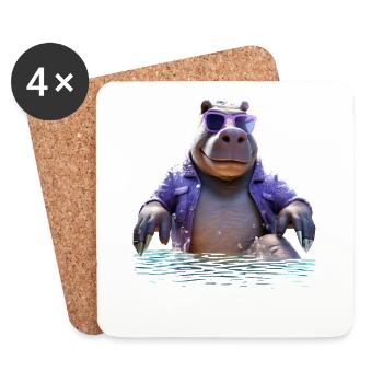 Nilpferd Flusspferd Papa Hippopotamus Cooles Hippo - Untersetzer (4er-Set) - Weiß - Vorne