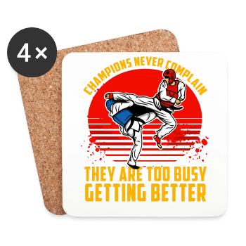 Champions never complain they are too busy getting - Coasters (set of 4) - white - Front
