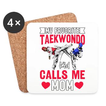Mon enfant de taekwondo préféré m’appelle maman - Dessous de verre (lot de 4) - blanc - Devant