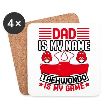 Papa ist mein Name Taekwondo ist mein Spiel - Untersetzer (4er-Set) - Weiß - Vorne