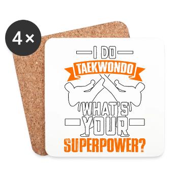 I do Taekwondo what's your Superpower? - Coasters (set of 4) - white - Front