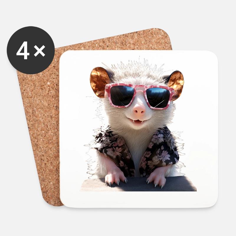 Opossum Beutelratte Didelphis Süße Opossums Possum - Untersetzer (4er-Set) - Weiß