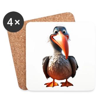Pelican Waterfowl Pelican Gift Cute Pelicans - Coasters (set of 4) - white - Front