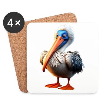 Pelican Waterfowl Pelican Gift Cute Pelicans - Coasters (set of 4) - white - Front