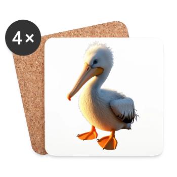 Pelican Waterfowl Pelican Gift Cute Pelicans - Coasters (set of 4) - white - Front