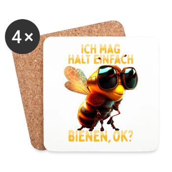 Apiculteur amoureux des abeilles, j’aime les abeilles - Dessous de verre (lot de 4) - blanc - Devant