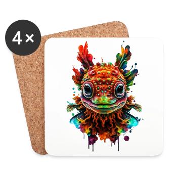 Axolotl - Dessous de verre (lot de 4) - blanc - Devant