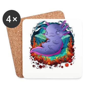 Axolotl - Dessous de verre (lot de 4) - blanc - Devant