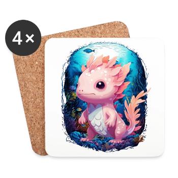 Axolotl - Untersetzer (4er-Set) - Weiß - Vorne