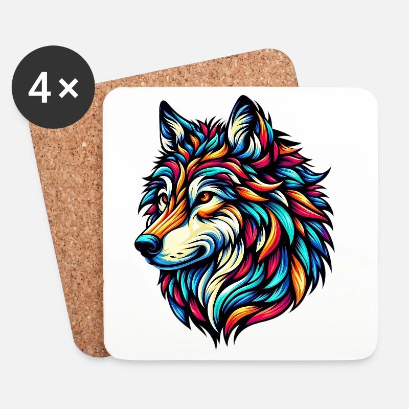 Wolf - Untersetzer (4er-Set) - Weiß