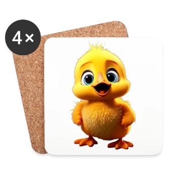 Ente Süße Baby Ente Küken Entenküken Entlein Enten - Untersetzer (4er-Set) - Weiß - Vorne