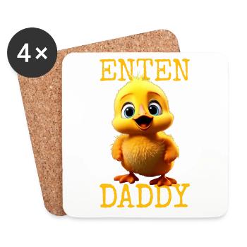 Canards Papa Papa Papa Fête des Pères Canetons Mignons Canard - Dessous de verre (lot de 4) - blanc - Devant