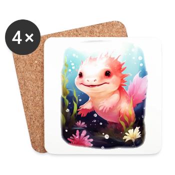 Axolotl - Untersetzer (4er-Set) - Weiß - Vorne