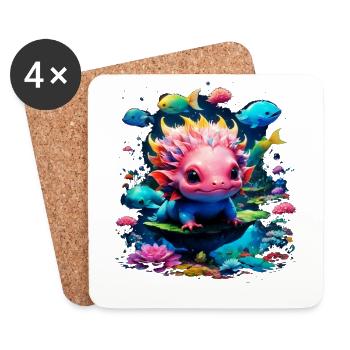 Axolotl - Dessous de verre (lot de 4) - blanc - Devant