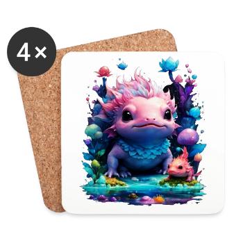 Axolotl - Untersetzer (4er-Set) - Weiß - Vorne