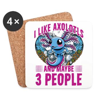 Ich mag Axolotl und vielleicht 3 Personen - Untersetzer (4er-Set) - Weiß - Vorne