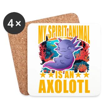 Mon animal spirituel est un axolotl - Dessous de verre (lot de 4) - blanc - Devant