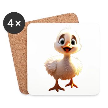 Gans Gänseküken Küken Süße Gans Ente Kleine Gänse - Untersetzer (4er-Set) - Weiß - Vorne