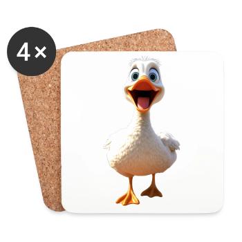 Gans Gänseküken Küken Süße Gans Ente Kleine Gänse - Untersetzer (4er-Set) - Weiß - Vorne