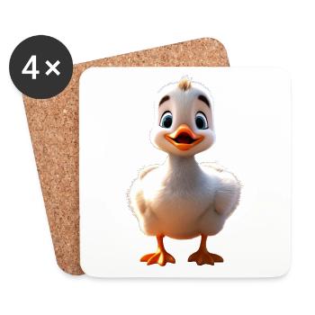 Gans Gänseküken Küken Süße Gans Ente Kleine Gänse - Untersetzer (4er-Set) - Weiß - Vorne