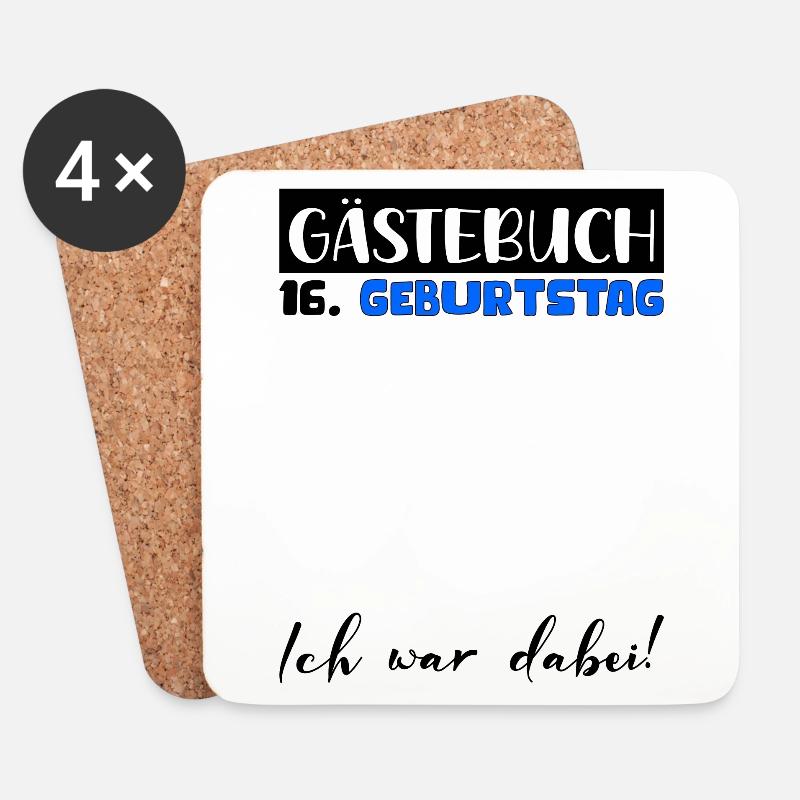 16. Geburtstag Geschenk Jungen Gästebuch Männer - Untersetzer (4er-Set) - Weiß