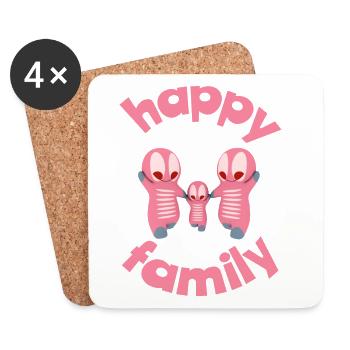 Playful family motifs with colourful figures - Coasters (set of 4) - white - Front