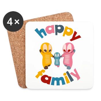 Niedliche Kawaiifiguren - Untersetzer (4er-Set) - Weiß - Vorne