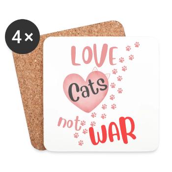 Love Cats Not War - Coasters (set of 4) - white - Front