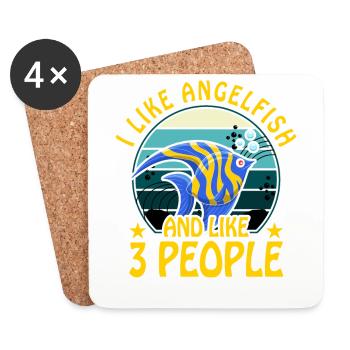 J’aime le poisson-ange et j’aime 3 personnes - Dessous de verre (lot de 4) - blanc - Devant