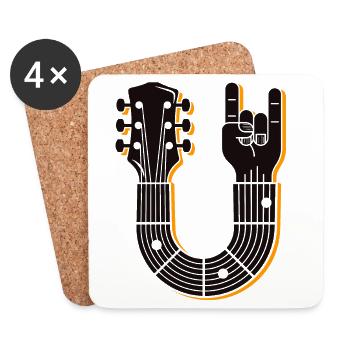 Kühnes Gitarrenhals Handzeichen Design - Untersetzer (4er-Set) - Weiß - Vorne