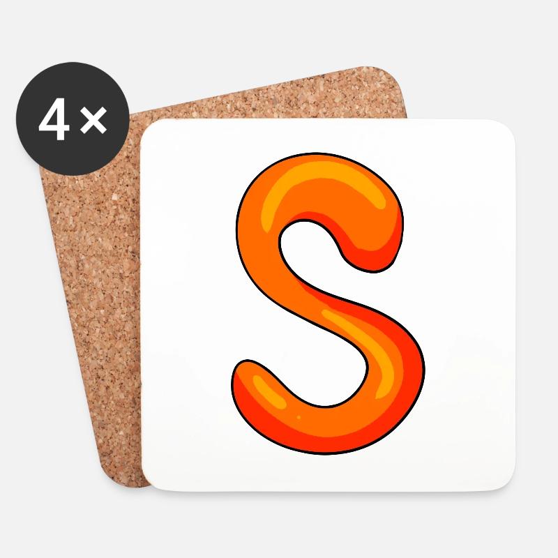 Buchstabe S Anfangsbuchstabe - Untersetzer (4er-Set) - Weiß