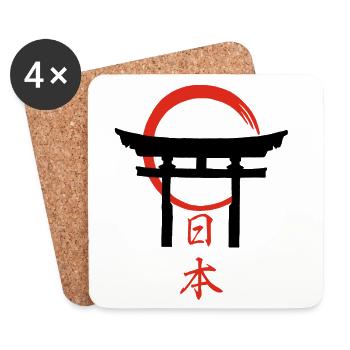 Porte Torii (noir) - Dessous de verre (lot de 4) - blanc - Devant