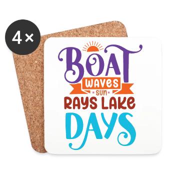 Bateau Vagues Soleil Rayons Lac Jours - Dessous de verre (lot de 4) - blanc - Devant