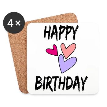 HAPPY BIRTHDAY - Dessous de verre (lot de 4) - blanc - Devant