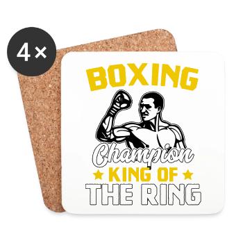 Champion de boxe Roi du ring - Dessous de verre (lot de 4) - blanc - Devant