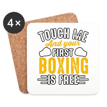 Touchez-moi et votre première Boxe est gratuite - Dessous de verre (lot de 4) - blanc - Devant