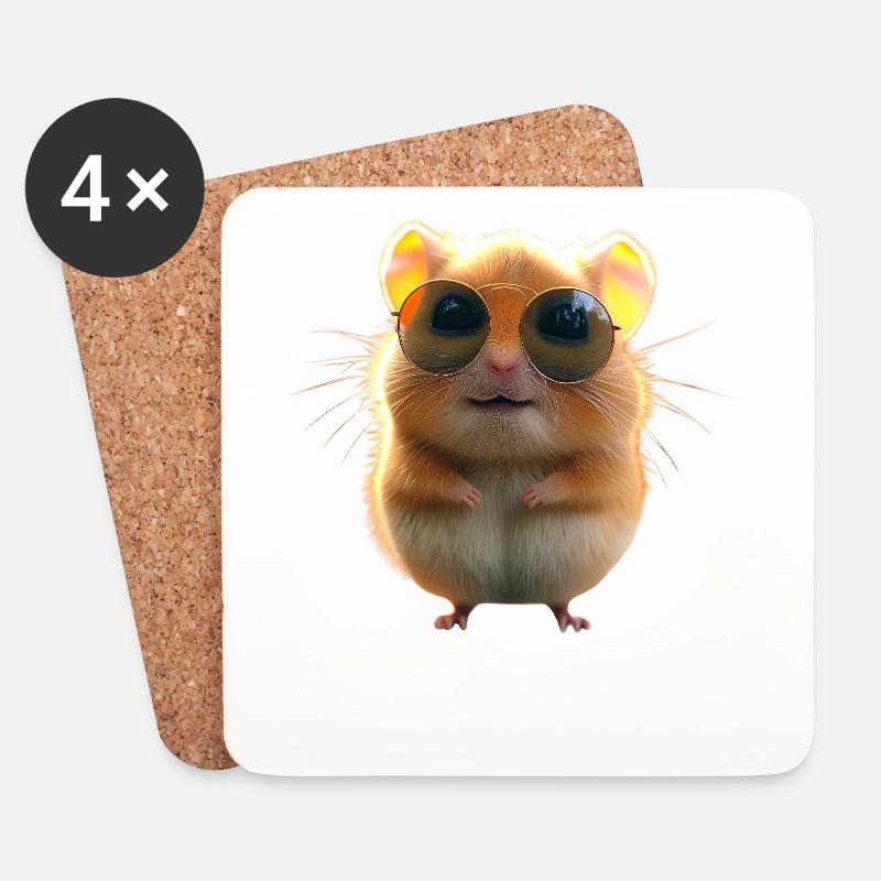 Hamster mit Sonnenbrille Goldhamster Süße Hamster - Untersetzer (4er-Set) - Weiß