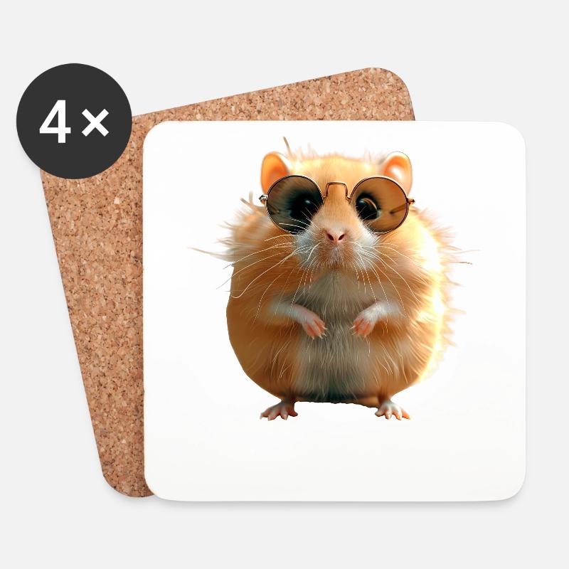 Hamster mit Sonnenbrille Goldhamster Süße Hamster - Untersetzer (4er-Set) - Weiß
