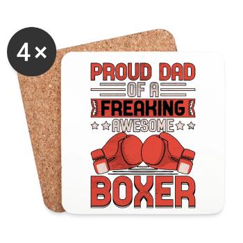 Stolzer Vater eines verdammt geilen Boxers - Untersetzer (4er-Set) - Weiß - Vorne