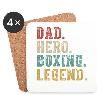 Papa Held Boxlegende - Untersetzer (4er-Set) - Weiß - Vorne