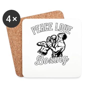 Peace Love Boxing - Coasters (set of 4) - white - Front