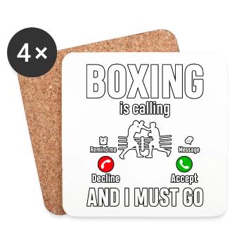 La boxe m’appelle et je dois y aller - Dessous de verre (lot de 4) - blanc - Devant