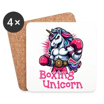 Boxen Einhorn - Untersetzer (4er-Set) - Weiß - Vorne