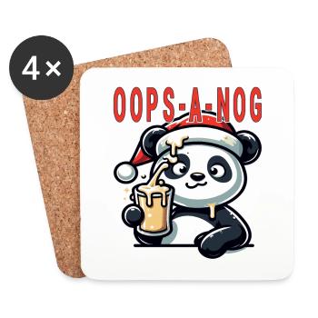 Oups a Nog, adorable panda au lait de poule renversé - Dessous de verre (lot de 4) - blanc - Devant