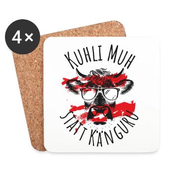 kuhli muh statt känguru mundart sprüche österreich - Untersetzer (4er-Set) - Weiß - Vorne
