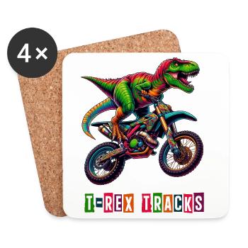 T-Rex Motorrad Design - Untersetzer (4er-Set) - Weiß - Vorne